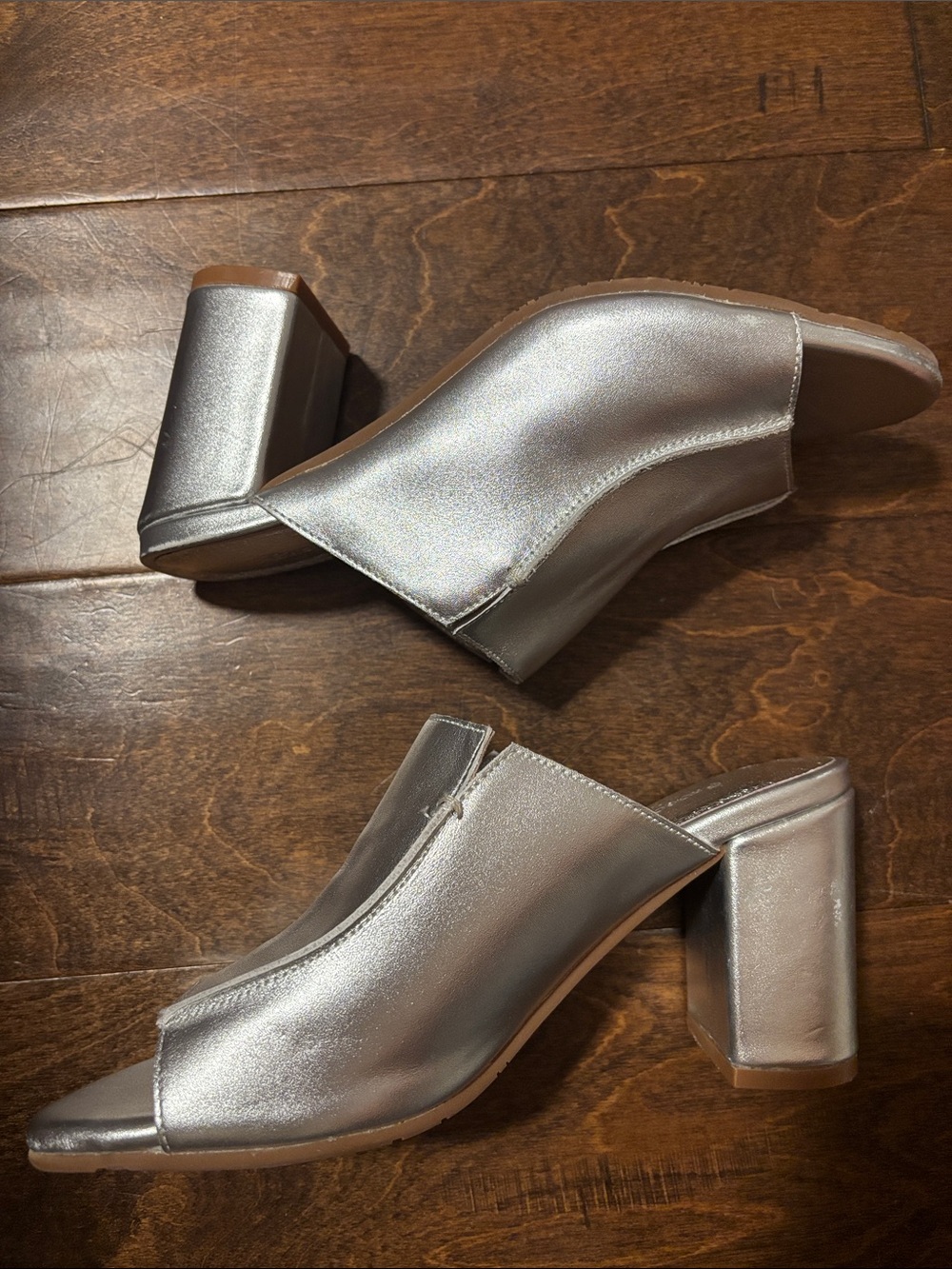 Chocolat Blu Silver Block Heels
